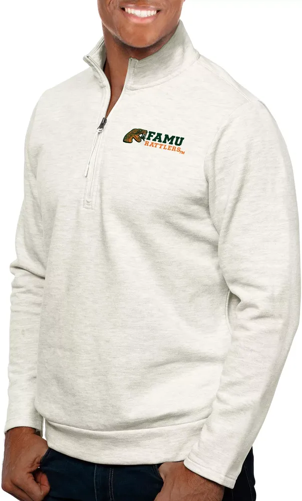 Antigua Men's Florida A&M Rattlers Oatmeal Gambit Quarter-Zip