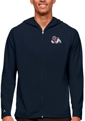 Antigua Men's Fresno State Bulldogs Navy Legacy Full Zip Hoodie