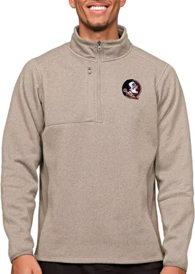 Antigua Men's Florida State Seminoles Oatmeal Course 1/4 Zip Jacket