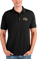 Antigua Men's Georgia Tech Yellow Jackets Black and Silver Affluent Polo