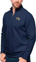 Antigua Men's Georgia Tech Yellow Jackets Navy Heather Gambit 1/4 Zip Jacket