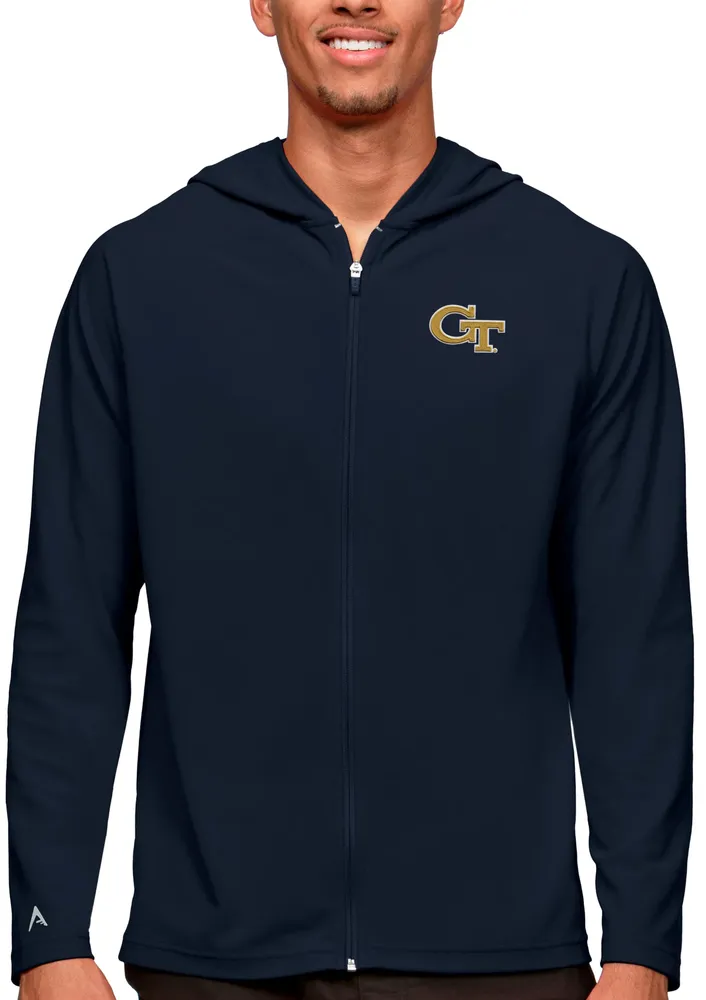 Antigua Men's Georgia Tech Yellow Jackets Navy Legacy Full Zip Hoodie