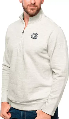 Antigua Men's Georgetown Hoyas Oatmeal Gambit 1/4 Zip Jacket