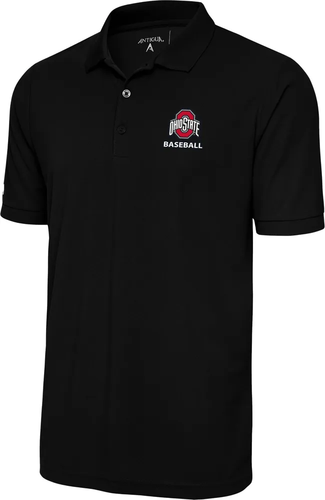 Antigua Men's Ohio State Buckeyes Baseball Black Polo