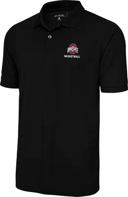 Antigua Men's Ohio State Buckeyes Basketball Black Polo