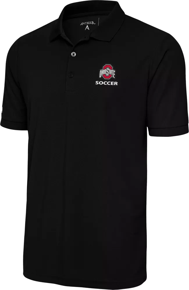 Antigua Men's Ohio State Buckeyes Soccer Black Polo