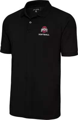 Antigua Men's Ohio State Buckeyes Softball Black Polo