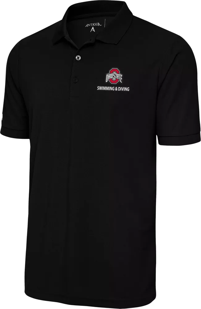 Antigua Men's Ohio State Buckeyes Swim and Dive Black Polo