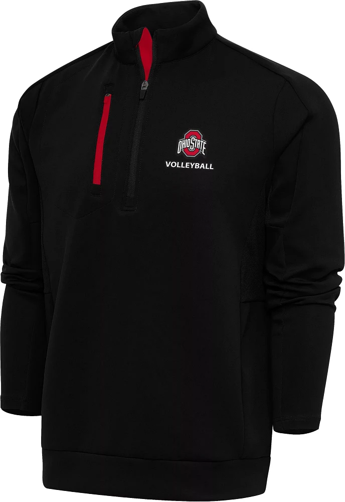 Antigua Men's Ohio State Buckeyes Volleyball Dark Red 1/2 Zip Jacket