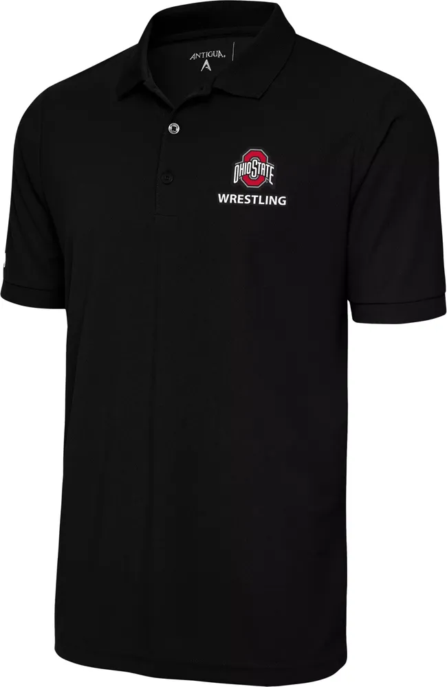 Antigua Men's Ohio State Buckeyes Wrestling Black Polo