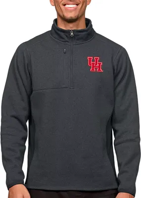 Antigua Men's Houston Cougars Charcoal Course 1/4 Zip Jacket