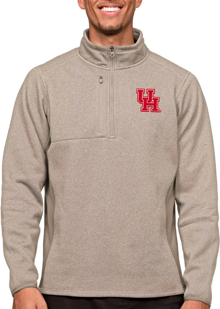 Antigua Men's Houston Cougars Oatmeal Course 1/4 Zip Jacket