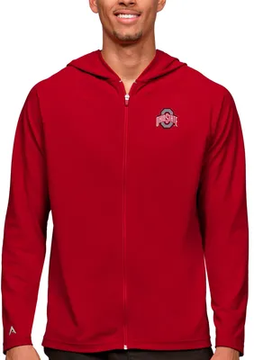 Antigua Men's Ohio State Buckeyes Dark Red Legacy Full Zip Hoodie