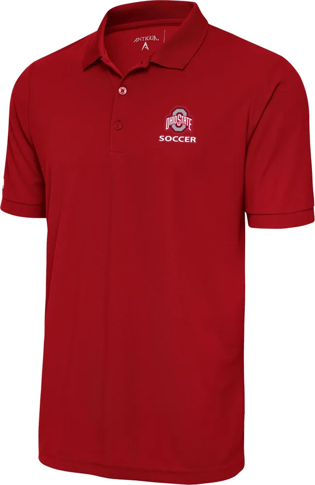 Antigua Men's Ohio State Buckeyes Soccer Dark Red Polo