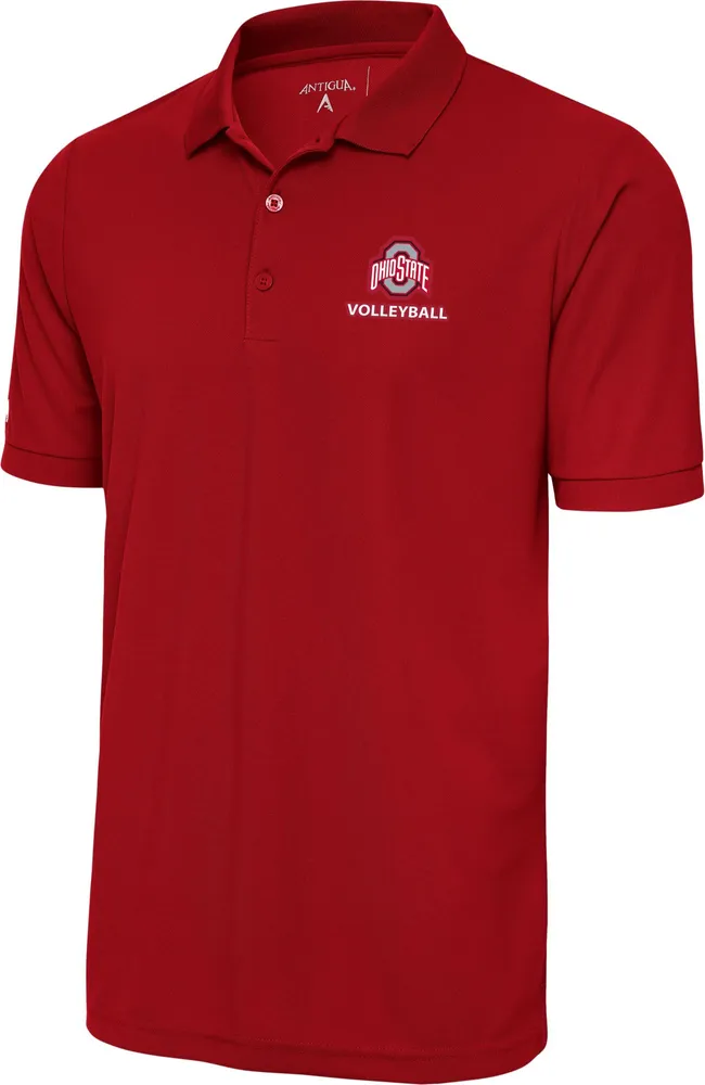 Antigua Men's Ohio State Buckeyes Volleyball Dark Red Polo