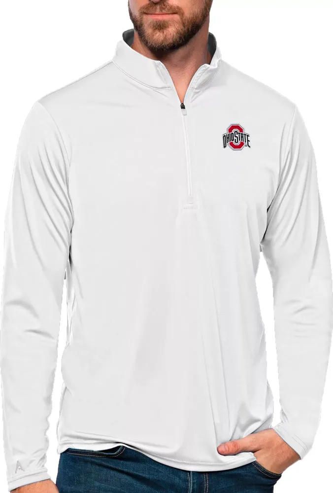 Antigua Men's Ohio State Buckeyes White Tribute 1/4 Zip Jacket