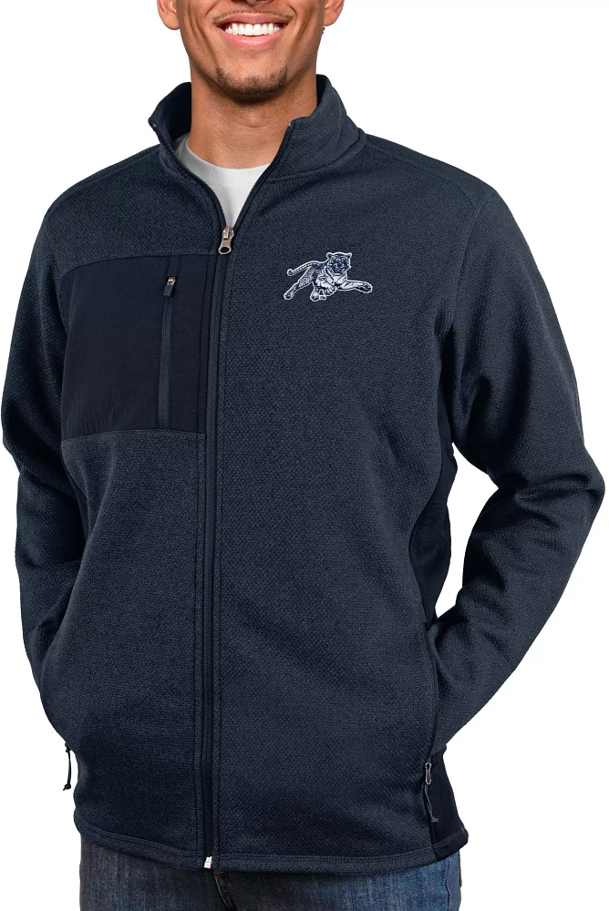 Antigua Men's Jackson State Tigers Navy Blue Heather Course Full-Zip Jacket