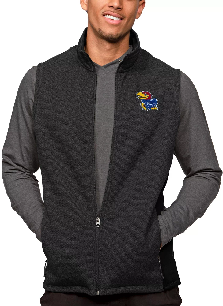 Antigua Men's Kansas Jayhawks Black Heather Course Vest