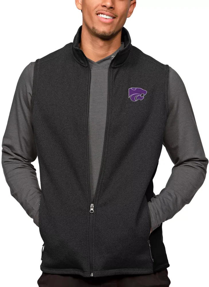 Antigua Men's Kansas State Wildcats Black Heather Course Vest