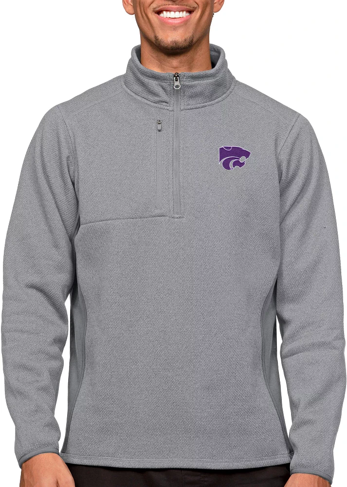 Antigua Men's Kansas State Wildcats Light Grey Course 1/4 Zip Jacket