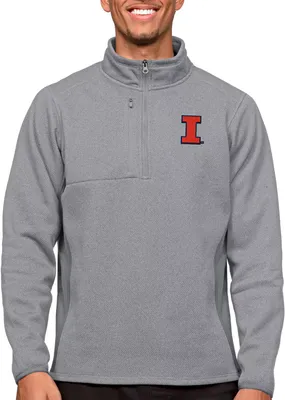 Antigua Men's Illinois Fighting Illini Light Grey Course 1/4 Zip Jacket