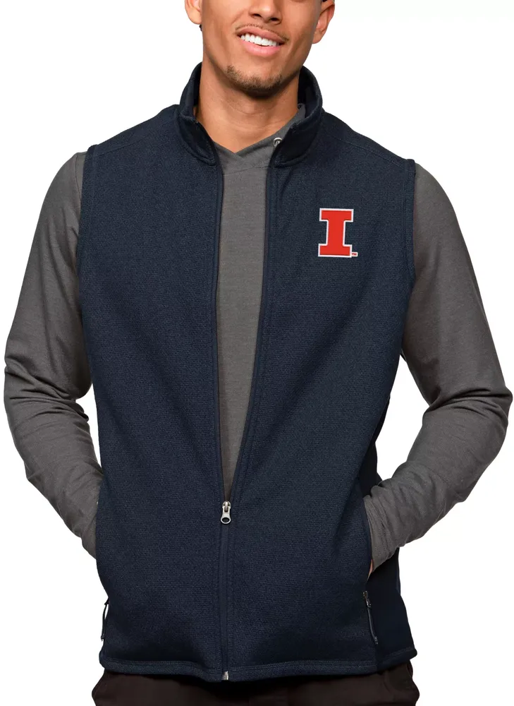 Antigua Men's Illinois Fighting Illini Navy Heather Course Vest