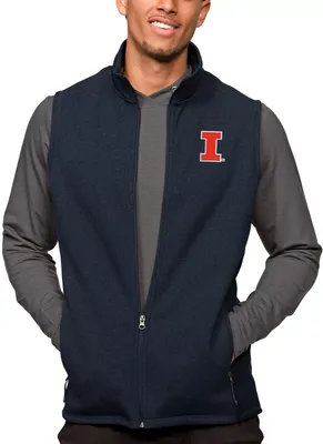 Antigua Men's Illinois Fighting Illini Navy Heather Course Vest