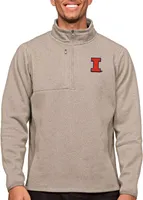 Antigua Men's Illinois Fighting Illini Oatmeal Course 1/4 Zip Jacket