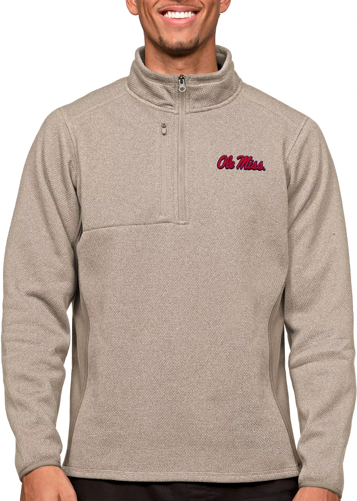 Antigua Men's Ole Miss Rebels Oatmeal Course 1/4 Zip Jacket