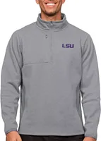 Antigua Men's LSU Tigers Light Grey Course 1/4 Zip Jacket