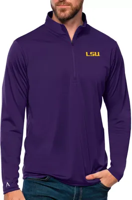 Antigua Men's LSU Tigers Dark Purple Tribute 1/4 Zip Jacket