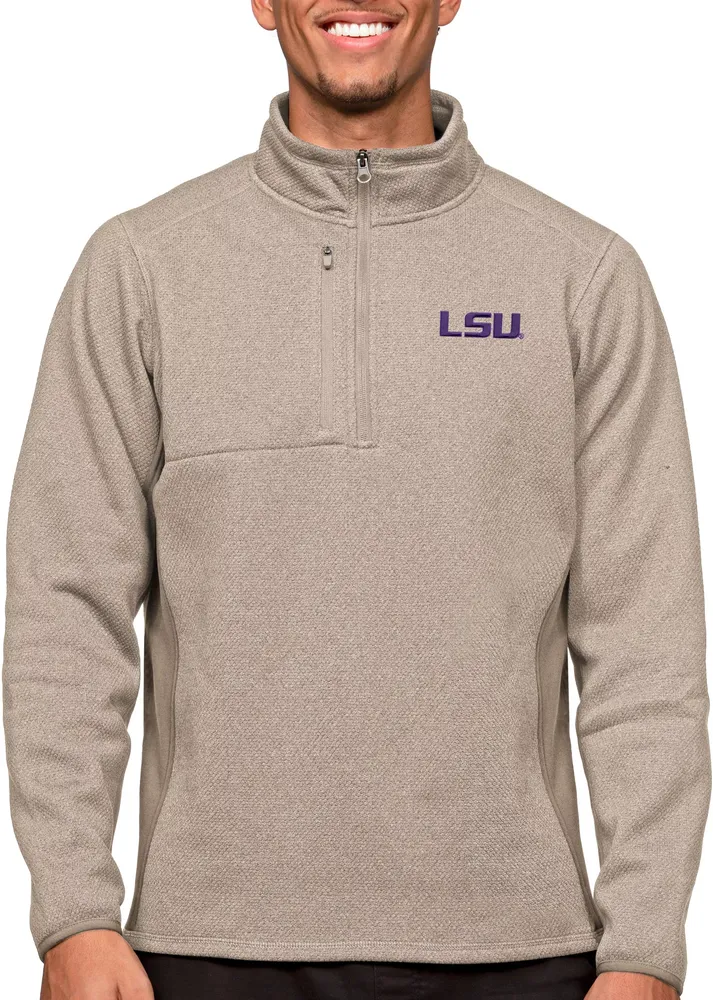 Antigua Men's LSU Tigers Oatmeal Course 1/4 Zip Jacket