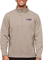 Antigua Men's LSU Tigers Oatmeal Course 1/4 Zip Jacket