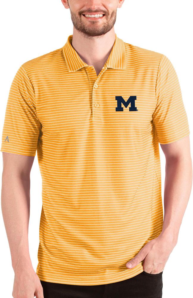 Antigua Men's Michigan Wolverines Maize Esteem Polo