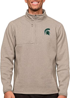 Antigua Men's Michigan State Spartans Oatmeal Course 1/4 Zip Jacket