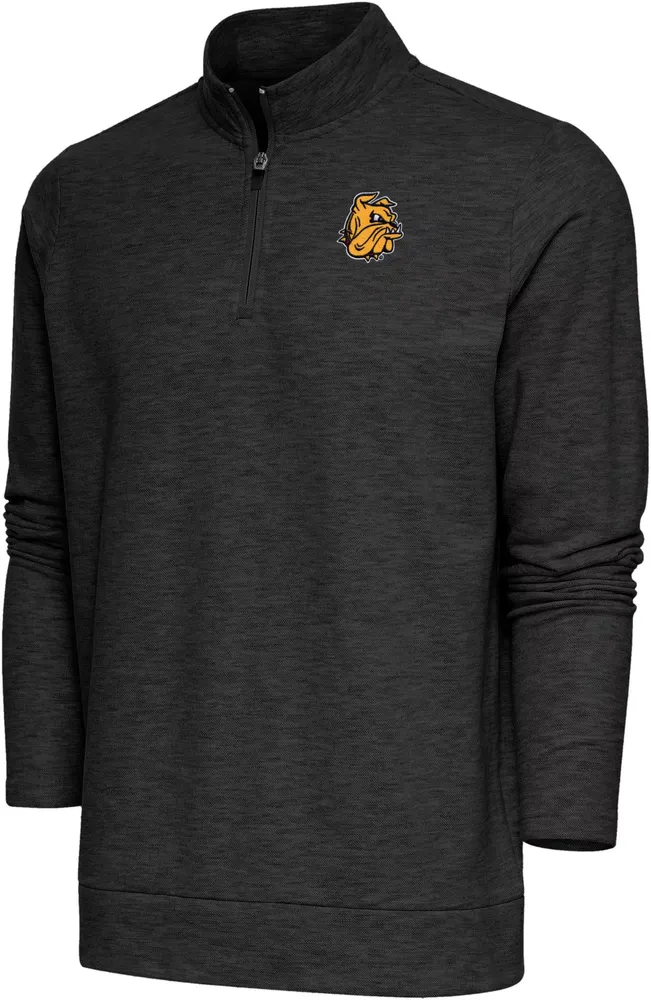 Antigua Men's Minnesota-Duluth  Bulldogs Black Heather Gambit 1/4 Zip Jacket