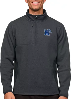 Antigua Men's Memphis Tigers Charcoal Course 1/4 Zip Jacket