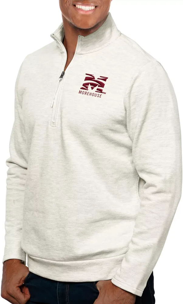 Antigua Men's Morehouse College Maroon Tigers Oatmeal Gambit Quarter-Zip