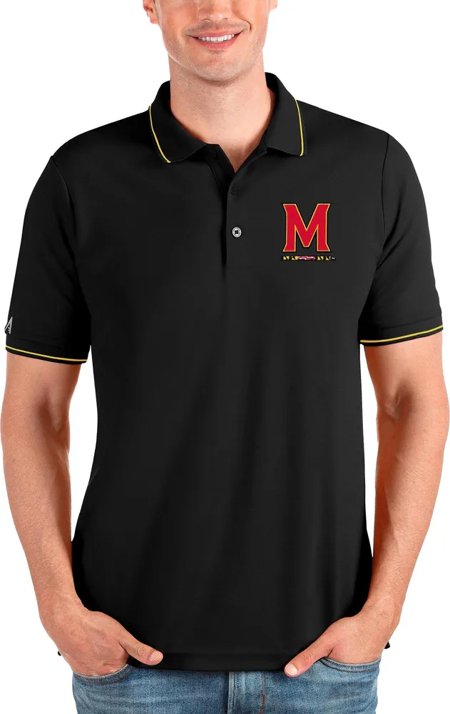 Antigua Men's Maryland Terrapins Black and Gold Affluent Polo