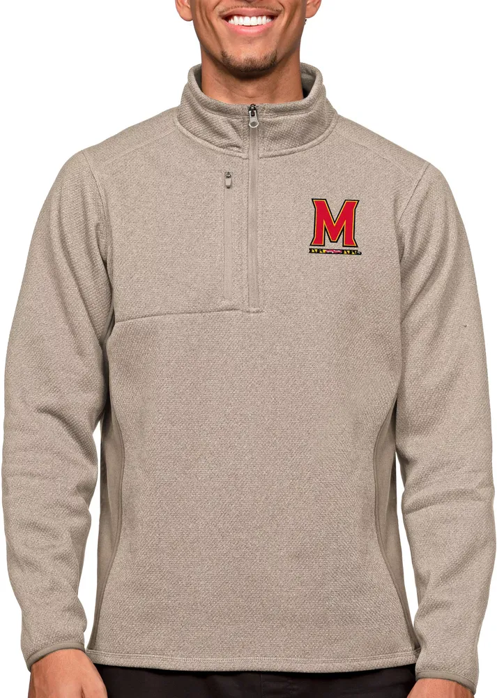 Antigua Men's Maryland Terrapins Oatmeal Course 1/4 Zip Jacket