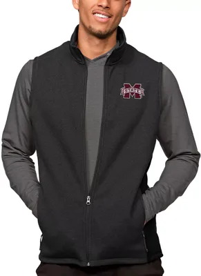 Antigua Men's Mississippi State Bulldogs Black Heather Course Vest