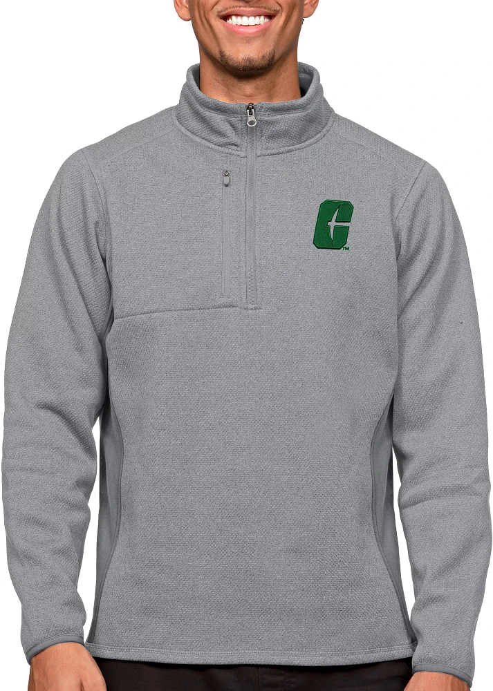 Antigua Men's Charlotte 49ers Light Grey Course 1/4 Zip Jacket