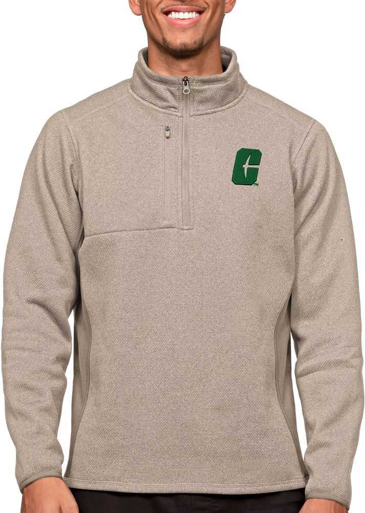 Antigua Men's Charlotte 49ers Oatmeal Course 1/4 Zip Jacket