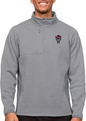 Antigua Men's NC State Wolfpack Light Grey Course 1/4 Zip Jacket