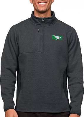 Antigua Men's North Dakota Fighting Hawks Charcoal Course 1/4 Zip Jacket