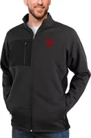 Antigua Men's Indiana Hoosiers Black Heather Course Full Zip Jacket