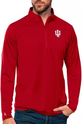 Antigua Men's Indiana Hoosiers Dark Red Tribute 1/4 Zip Jacket