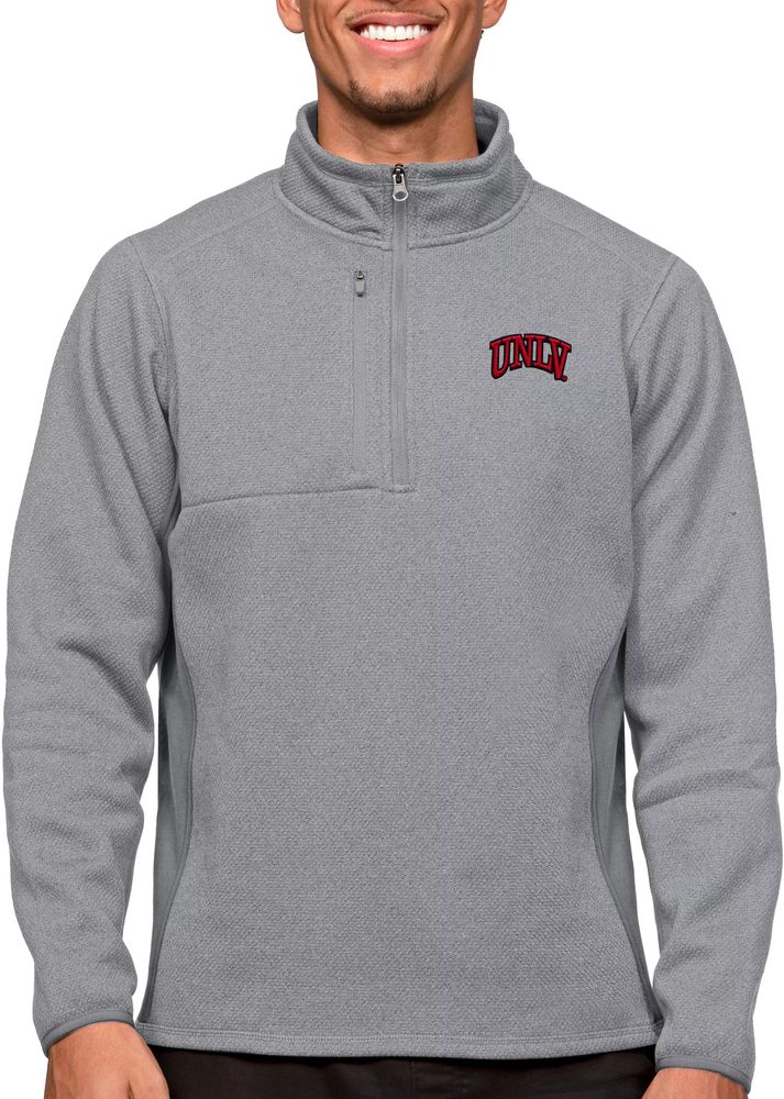 Antigua Men's UNLV Rebels Light Grey Course 1/4 Zip Jacket