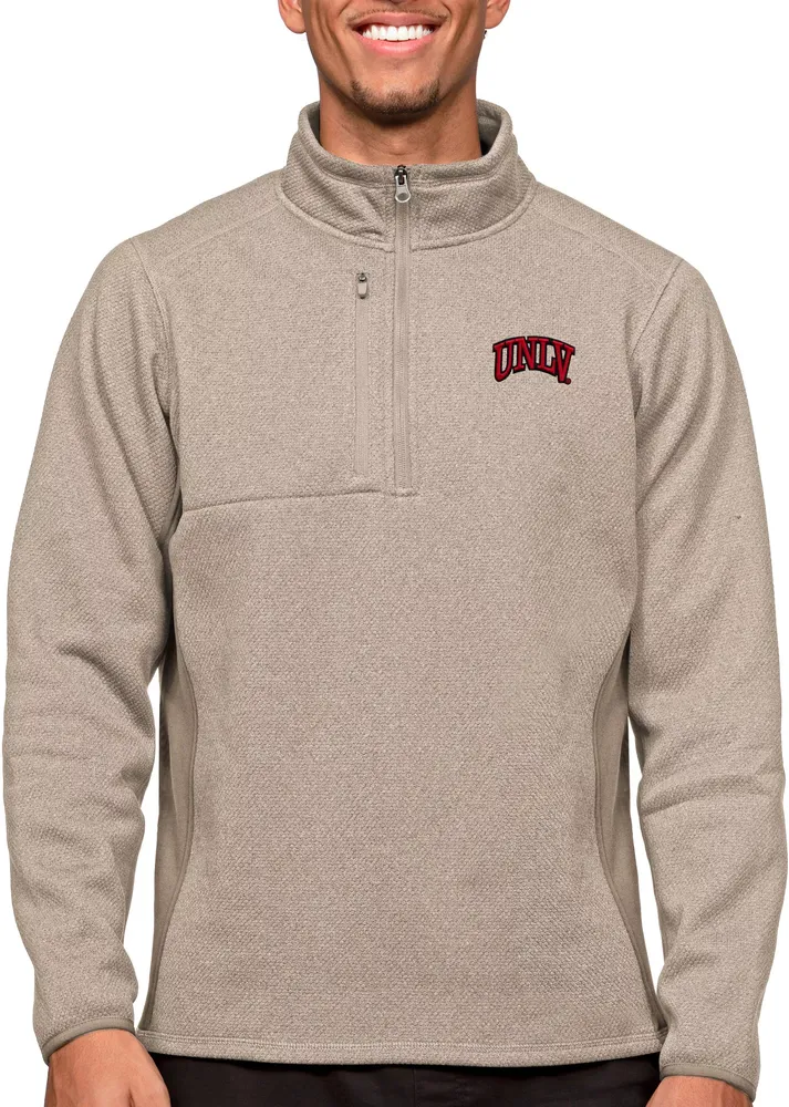 Antigua Men's UNLV Rebels Oatmeal Course 1/4 Zip Jacket