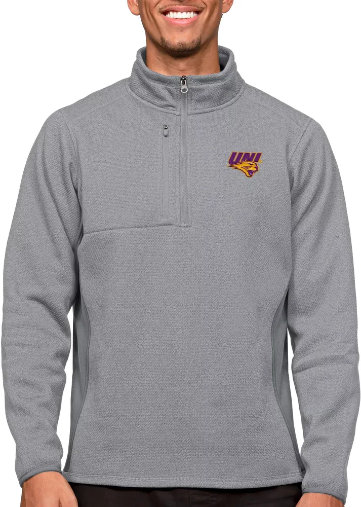 Antigua Men's Northern Iowa Panthers  Light Grey Course 1/4 Zip Jacket